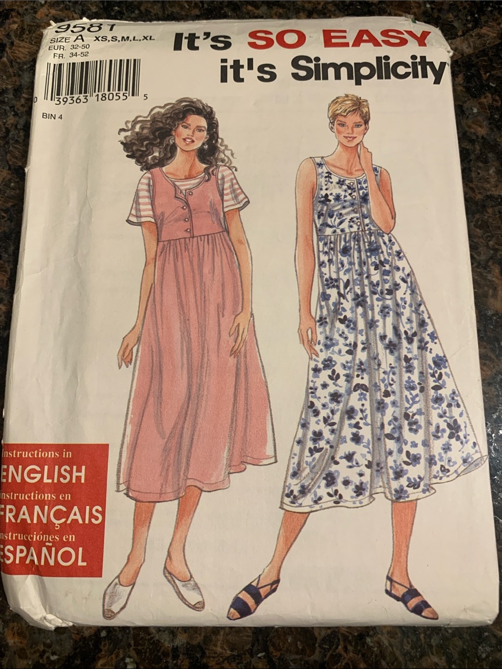 Simplicity Women's Pink Layered Maxi Dress with Button Bodice Factory Fold